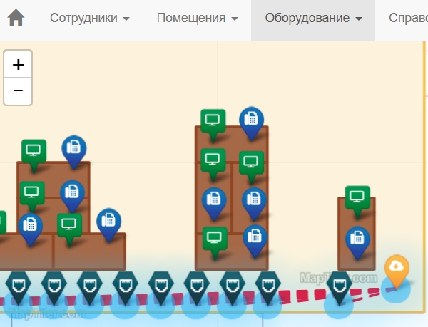 План здания, размещение оборудования на плане здания