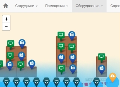 Размещение оборудования на плане здания